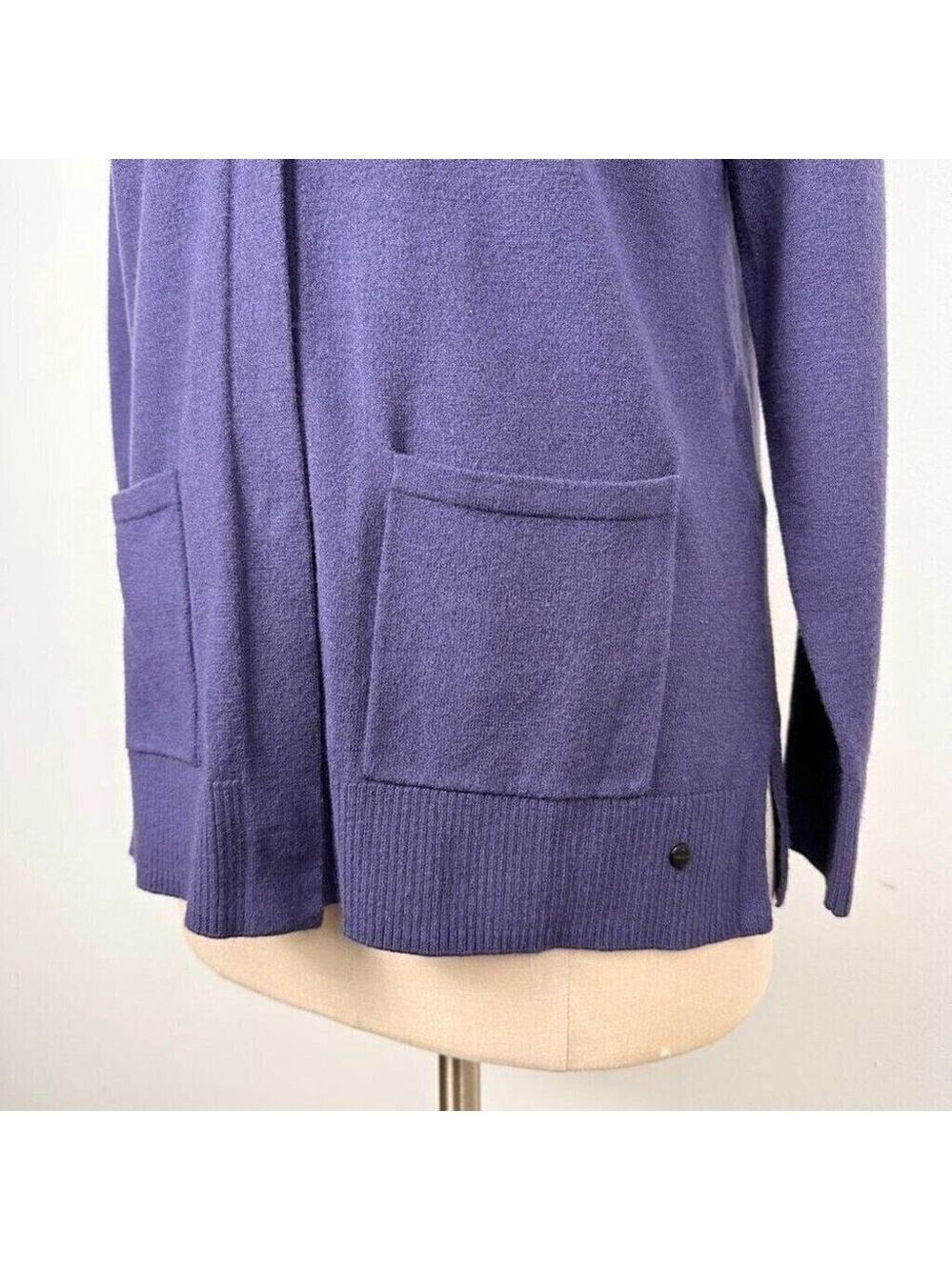 Olsen Women’s Snap Button Mock Neck Sweater Size 4 XS Blue Soft New - Picture 2 of 14